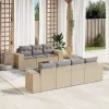  8 részes bézs polyrattan kerti ülőgarnitúra párnával