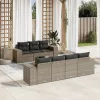  8 részes szürke polyrattan kerti ülőgarnitúra párnákkal