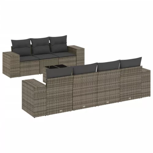 8 részes szürke polyrattan kerti ülőgarnitúra párnákkal