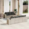  8 részes világosszürke polyrattan kerti ülőgarnitúra párnával