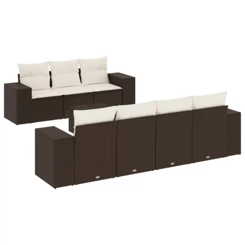  8 részes barna polyrattan kerti ülőgarnitúra párnákkal