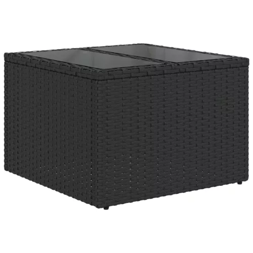  8 részes fekete polyrattan kerti ülőgarnitúra párnákkal