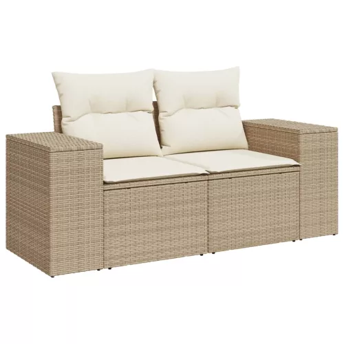  8 részes bézs polyrattan kerti ülőgarnitúra párnával