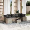  8 részes világosszürke polyrattan kerti ülőgarnitúra párnával