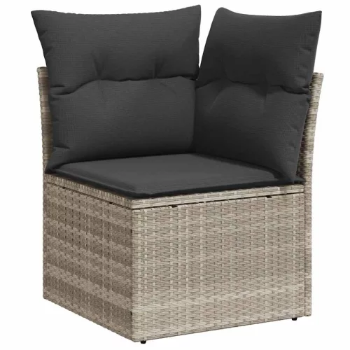  8 részes világosszürke polyrattan kerti ülőgarnitúra párnával