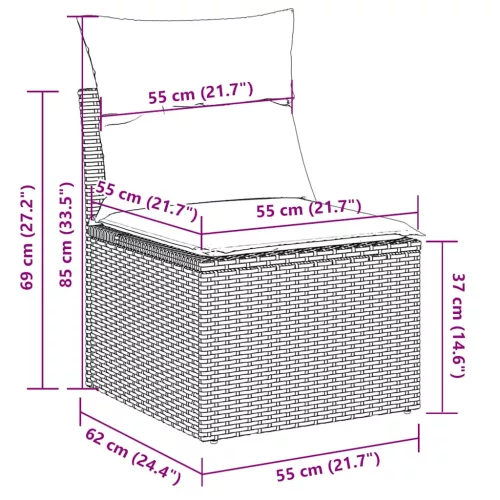  8 részes világosszürke polyrattan kerti ülőgarnitúra párnával