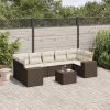  8 részes barna polyrattan kerti ülőgarnitúra párnákkal