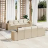  9 részes bézs polyrattan kerti ülőgarnitúra párnákkal