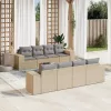  9 részes bézs polyrattan kerti ülőgarnitúra párnákkal