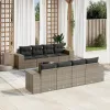  9 részes szürke polyrattan kerti ülőgarnitúra párnákkal