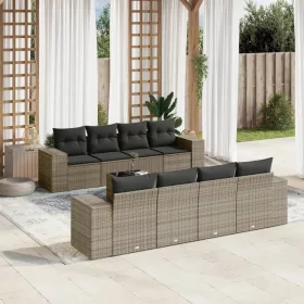    9 részes szürke polyrattan kerti ülőgarnitúra párnákkal