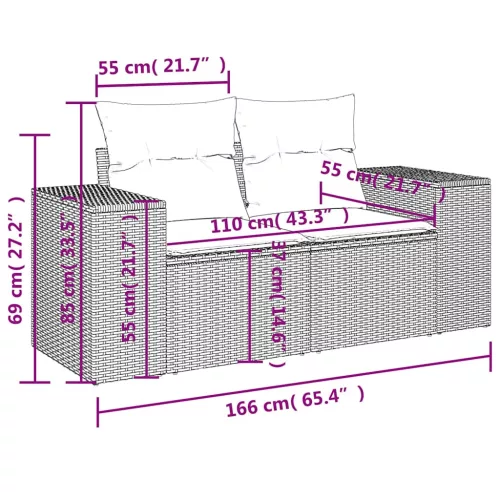  9 részes világosszürke polyrattan kerti ülőgarnitúra párnával