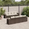  9 részes barna polyrattan kerti ülőgarnitúra párnákkal