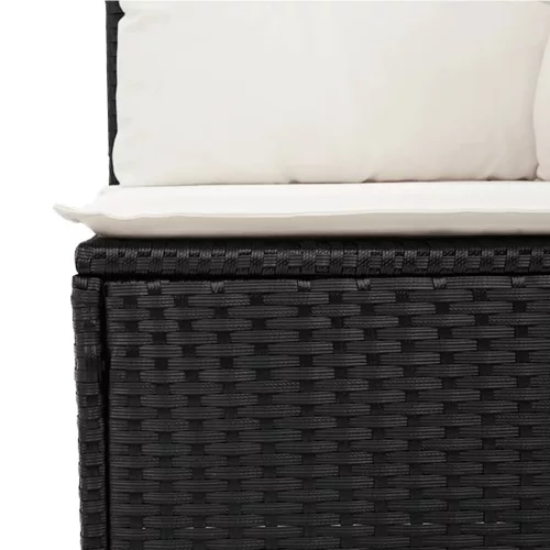  9 részes fekete polyrattan kerti ülőgarnitúra párnákkal
