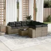  9 részes szürke polyrattan kerti ülőgarnitúra párnákkal