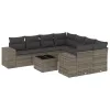  9 részes szürke polyrattan kerti ülőgarnitúra párnákkal