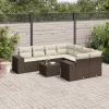  9 részes barna polyrattan kerti ülőgarnitúra párnákkal