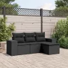  4 részes fekete polyrattan kerti ülőgarnitúra párnákkal