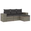  4 részes szürke polyrattan kerti ülőgarnitúra párnákkal
