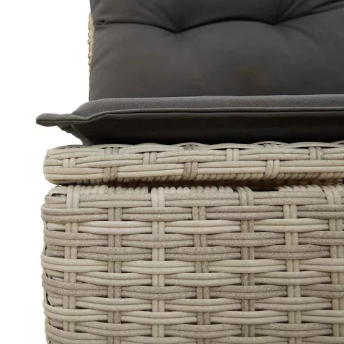  4 részes világosszürke polyrattan kerti ülőgarnitúra párnákkal