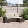  4 részes barna polyrattan kerti ülőgarnitúra párnákkal