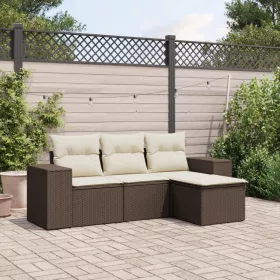    4 részes barna polyrattan kerti ülőgarnitúra párnákkal