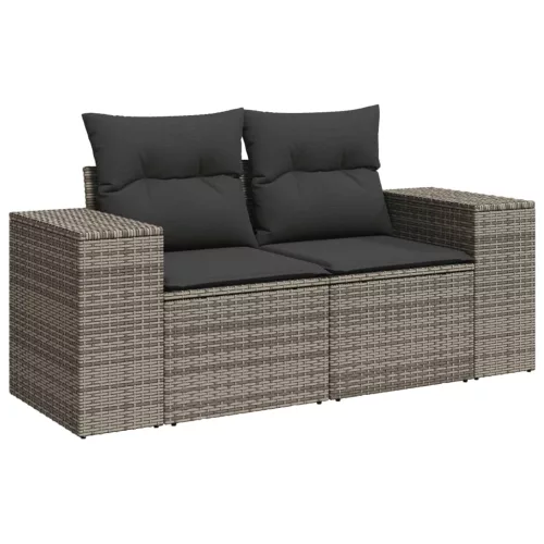  5 részes szürke polyrattan kerti ülőgarnitúra párnákkal