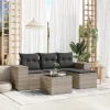  5 részes világosszürke polyrattan kerti ülőgarnitúra párnákkal