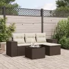  5 részes barna polyrattan kerti ülőgarnitúra párnával