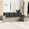  5 részes világosszürke polyrattan kerti ülőgarnitúra párnákkal