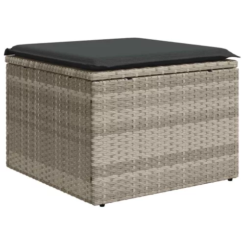  5 részes világosszürke polyrattan kerti ülőgarnitúra párnákkal