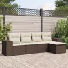  5 részes barna polyrattan kerti ülőgarnitúra párnával