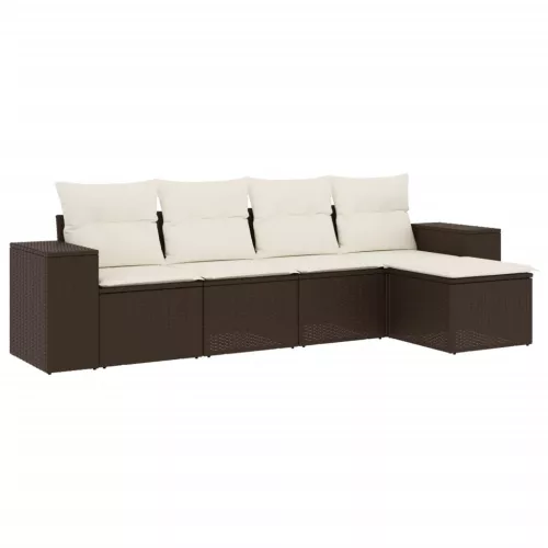 5 részes barna polyrattan kerti ülőgarnitúra párnával