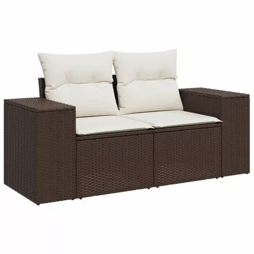  5 részes barna polyrattan kerti ülőgarnitúra párnával