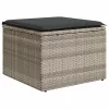  6 részes világosszürke polyrattan kerti ülőgarnitúra párnákkal
