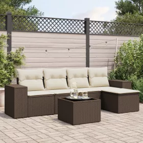  6 részes barna polyrattan kerti ülőgarnitúra párnával