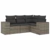 4 részes szürke polyrattan kerti ülőgarnitúra párnákkal