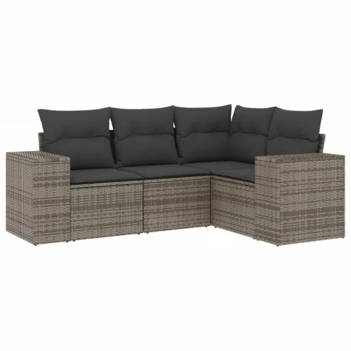  4 részes szürke polyrattan kerti ülőgarnitúra párnákkal
