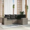  4 részes világosszürke polyrattan kerti ülőgarnitúra párnákkal