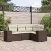  4 részes barna polyrattan kerti ülőgarnitúra párnákkal