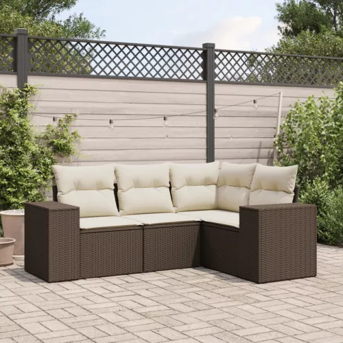  4 részes barna polyrattan kerti ülőgarnitúra párnákkal