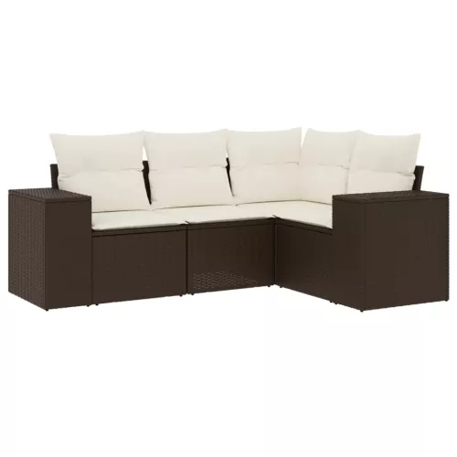  4 részes barna polyrattan kerti ülőgarnitúra párnákkal