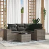  5 részes szürke polyrattan kerti ülőgarnitúra párnákkal