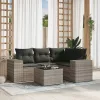  5 részes világosszürke polyrattan kerti ülőgarnitúra párnákkal