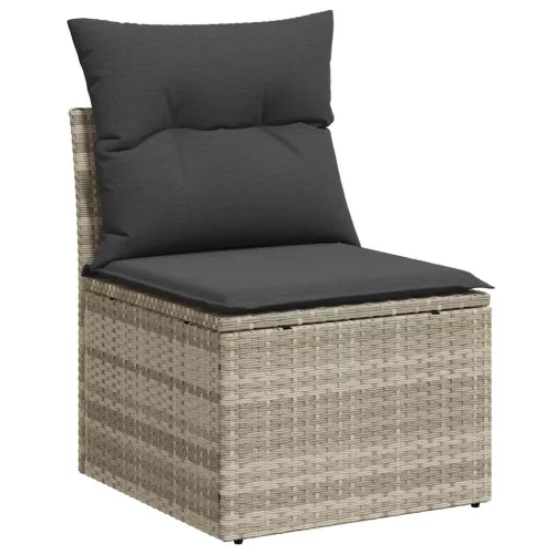  5 részes világosszürke polyrattan kerti ülőgarnitúra párnákkal