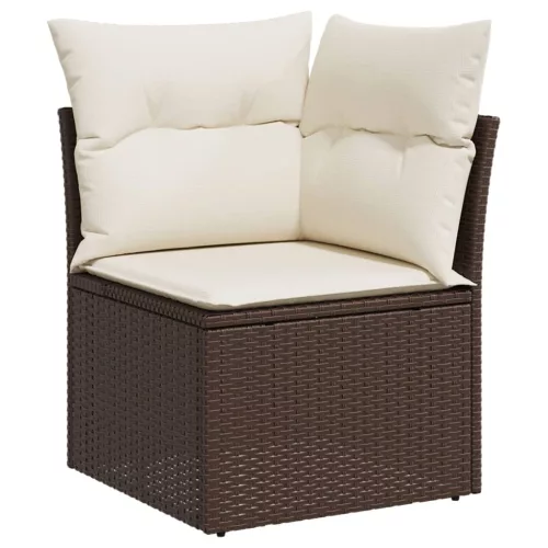  5 részes barna polyrattan kerti ülőgarnitúra párnával