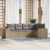  5 részes bézs polyrattan kerti ülőgarnitúra párnákkal