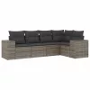  5 részes szürke polyrattan kerti ülőgarnitúra párnákkal