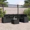  6 részes fekete polyrattan kerti ülőgarnitúra párnákkal