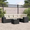  6 részes fekete polyrattan kerti ülőgarnitúra párnákkal